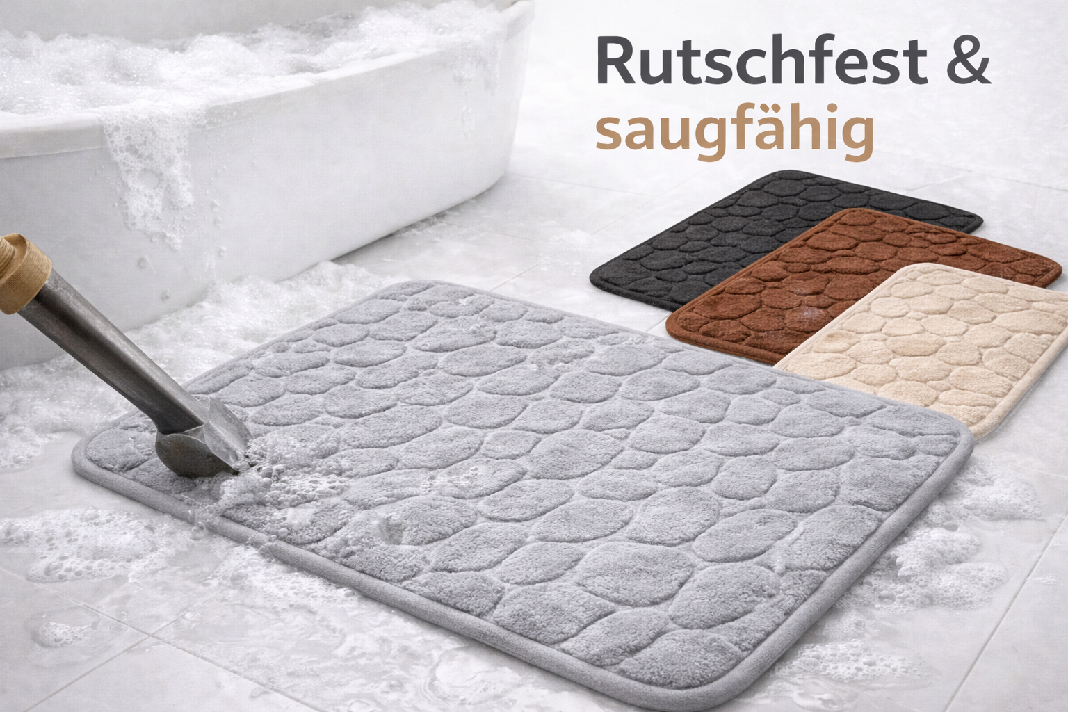 Badteppich 80x50 cm weich saugfähig rutschfest Dusche Badezimmer