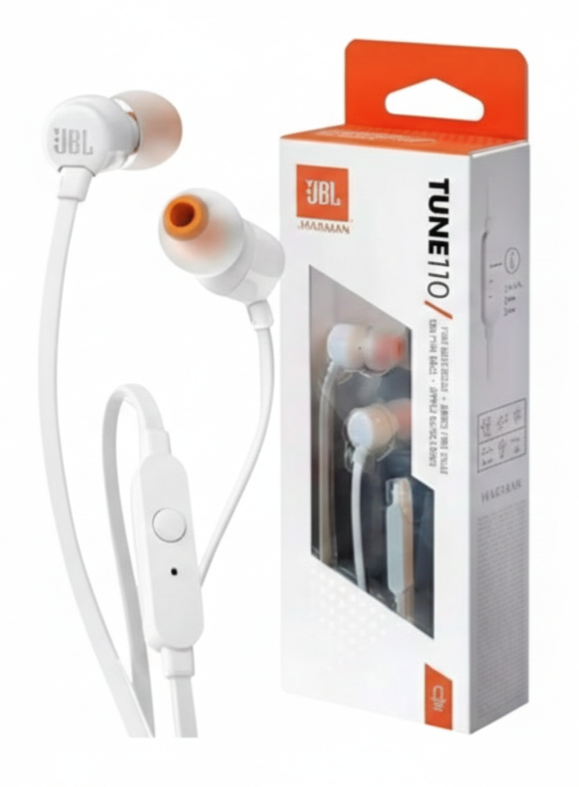 JBL T110 In-Ear Kopfhörer Weiß – Pure Bass Sound mit 3,5 mm Klinke & Mikrofon 🎧