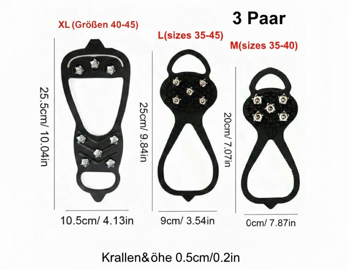 Anti Rutsch Schuhüberzüge Spikes 5/8 Zähne Winter Schnee Mehrere Größen