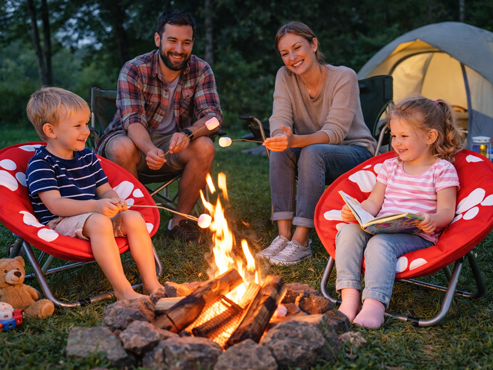 Kinder Moon Chair faltbar Campingstuhl Gartenstuhl Kinderstuhl Rot