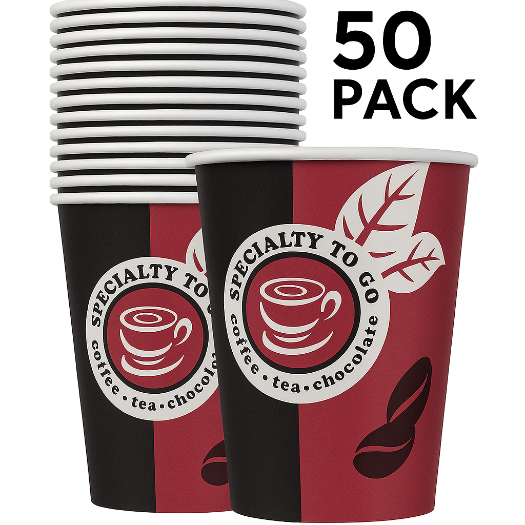 50 Pappbecher 200 ml 8oz – Einweg Kaffee To Go Becher für Büro Events