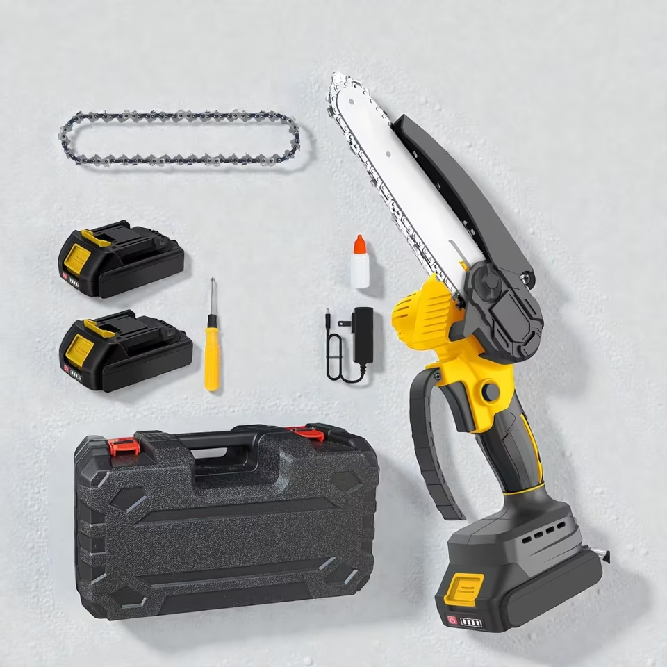 Akku Kettensäge 8 Zoll Brushless Motor 2 Akkus Set Gartensäge Profi