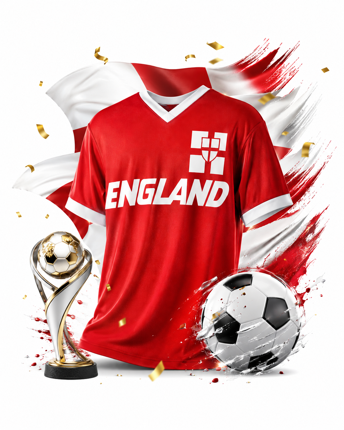 England Fan T-Shirt Fußball WM EM Shirt Unisex England Trikot