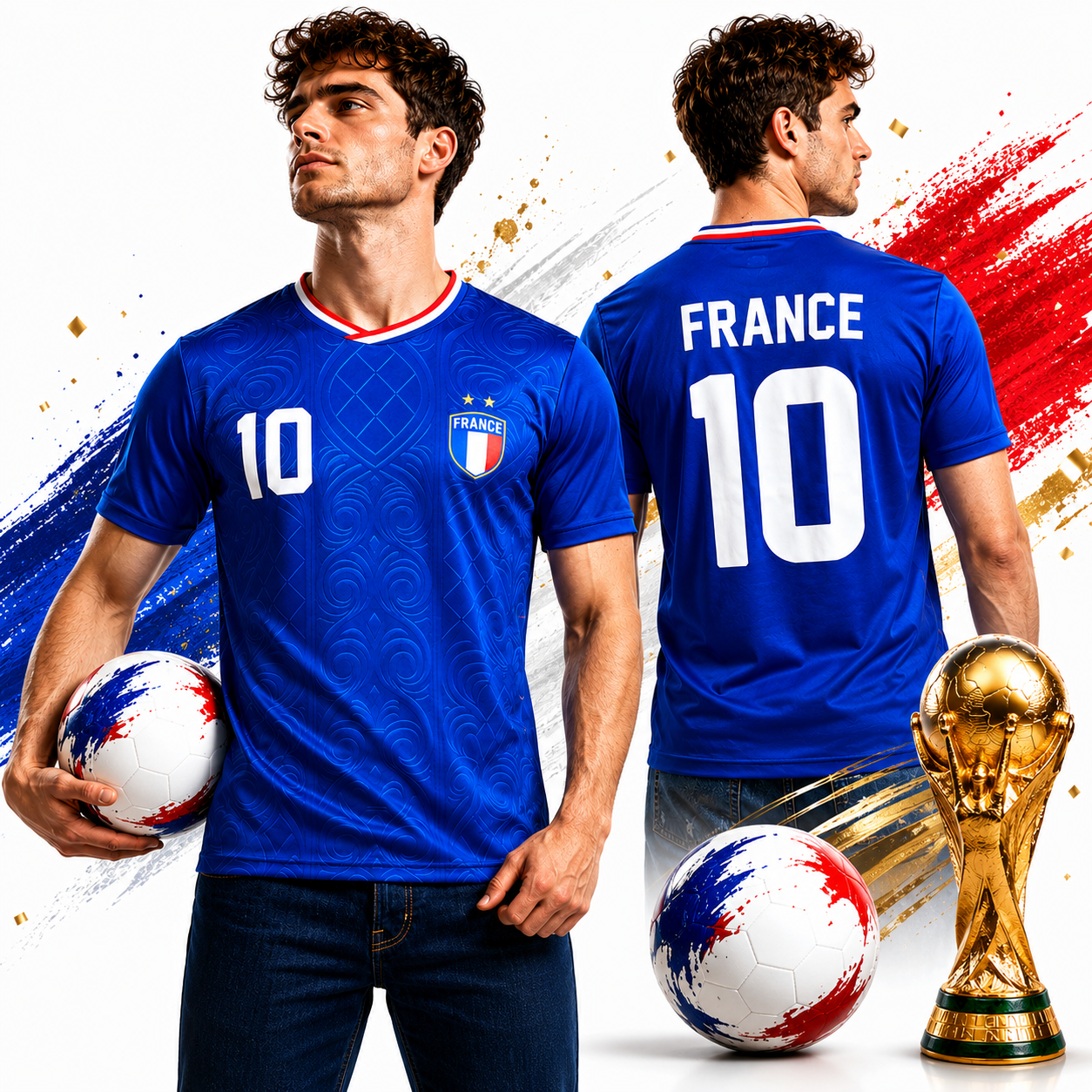 Frankreich Fan T-Shirt WM EM Fußball Shirt Unisex Frankreich Trikot