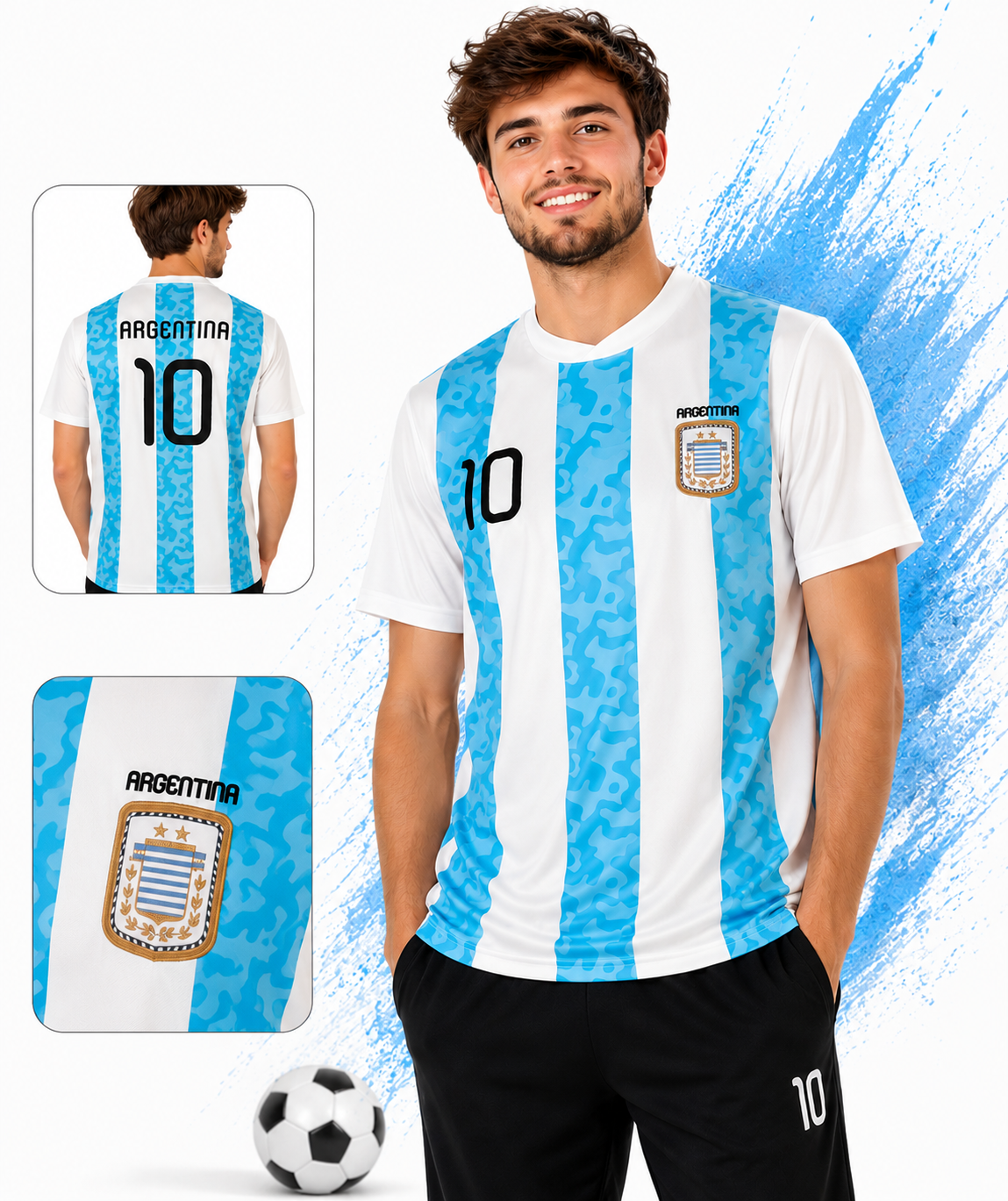 Argentinien Fan T Shirt Kinder Erwachsene WM EM Fußball Trikot
