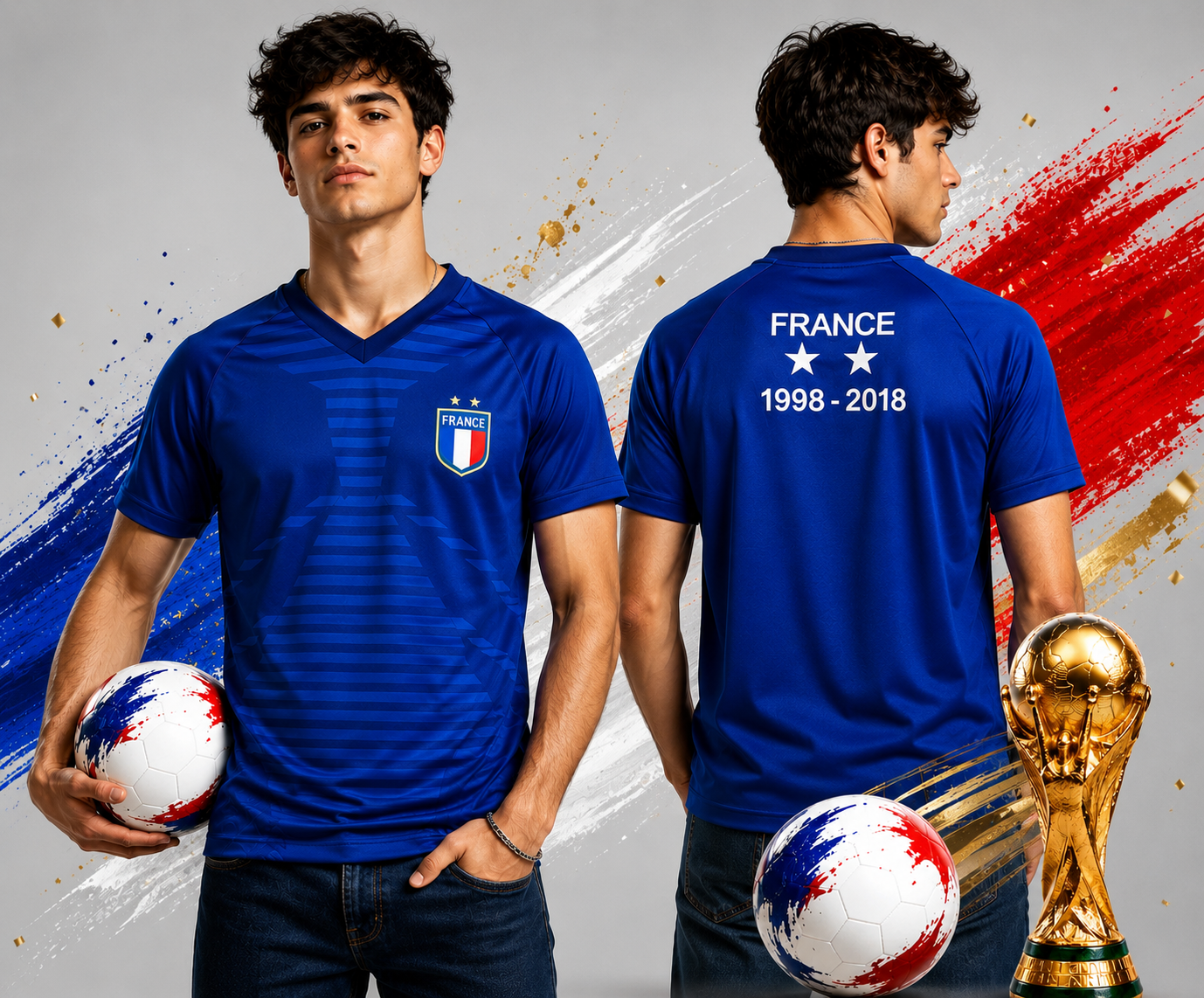 Frankreich Fan T-Shirt WM EM Fußball Shirt Unisex Frankreich Trikot