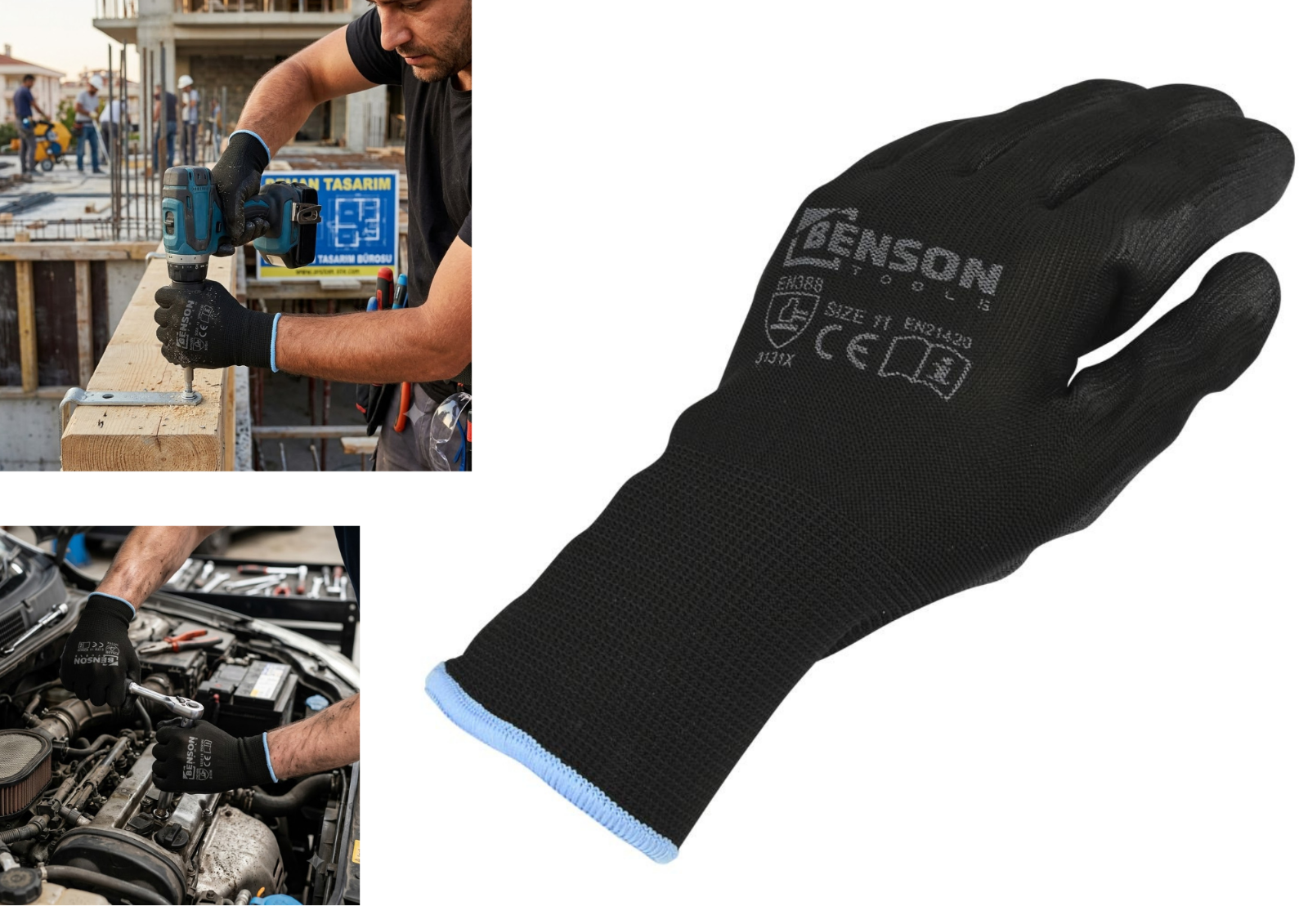 Benson Arbeitshandschuhe PU Beschichtung Größe 11 Montagehandschuhe Sc