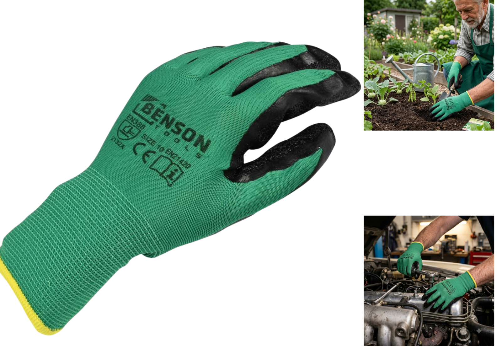 werkstatt handschuhe latex Benson Latex Arbeitshandschuhe Gr. 10 Gartenhandschuhe Montagehandschu