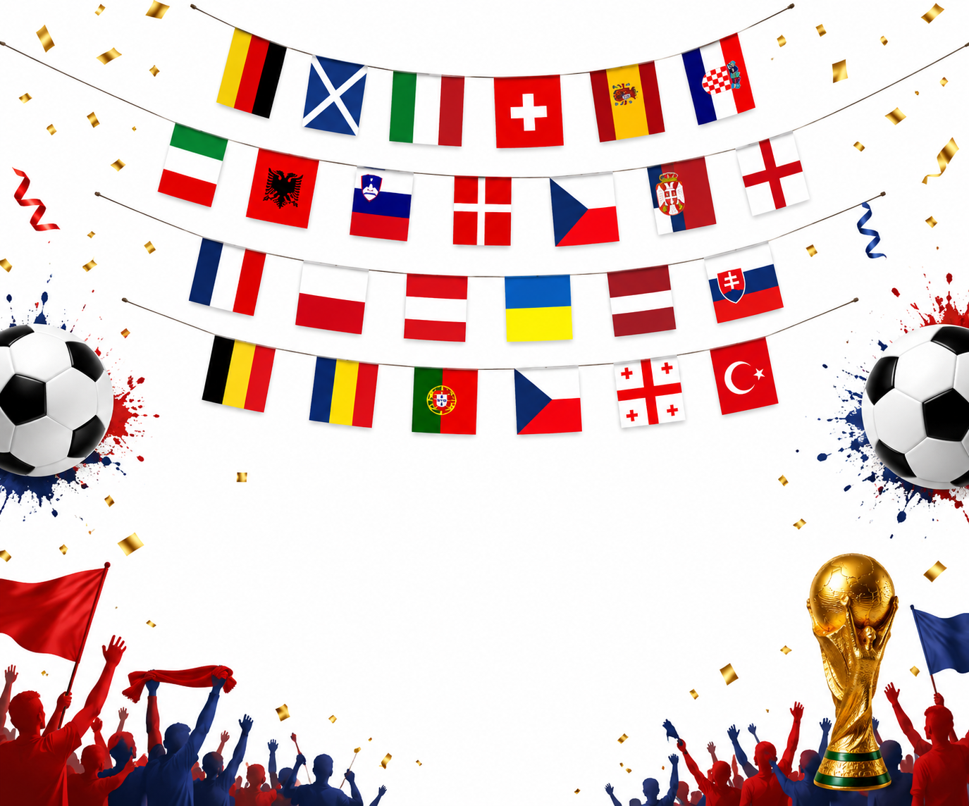 Flaggenkette Europa 24 Länder 7m Girlande Länderflaggen Party Deko EM WM