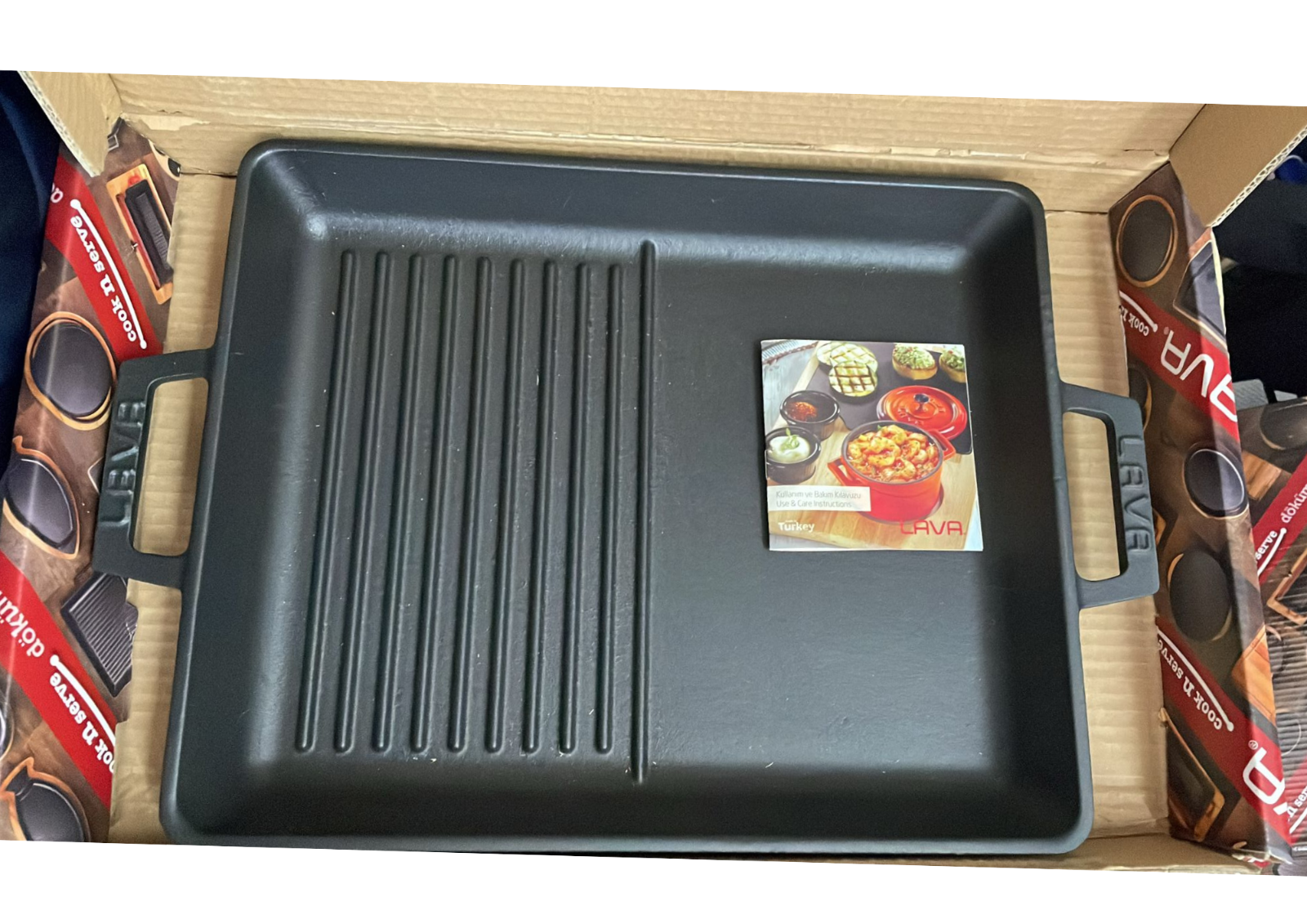 Grillpfanne Gusseisen 33x27 cm – Quadratisch, Induktion & Ofen geeignet