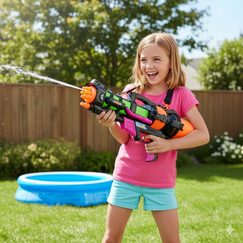 XXL Wasserpistole 60cm 1,25L Wassergewehr 6m Reichweite Sommerspielzeug