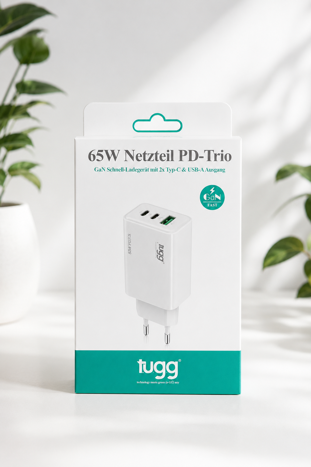 65W USB C LadC Ladegerät Schnellladegerät PD Netzteil 2x USB-C USB-A Fast Charge