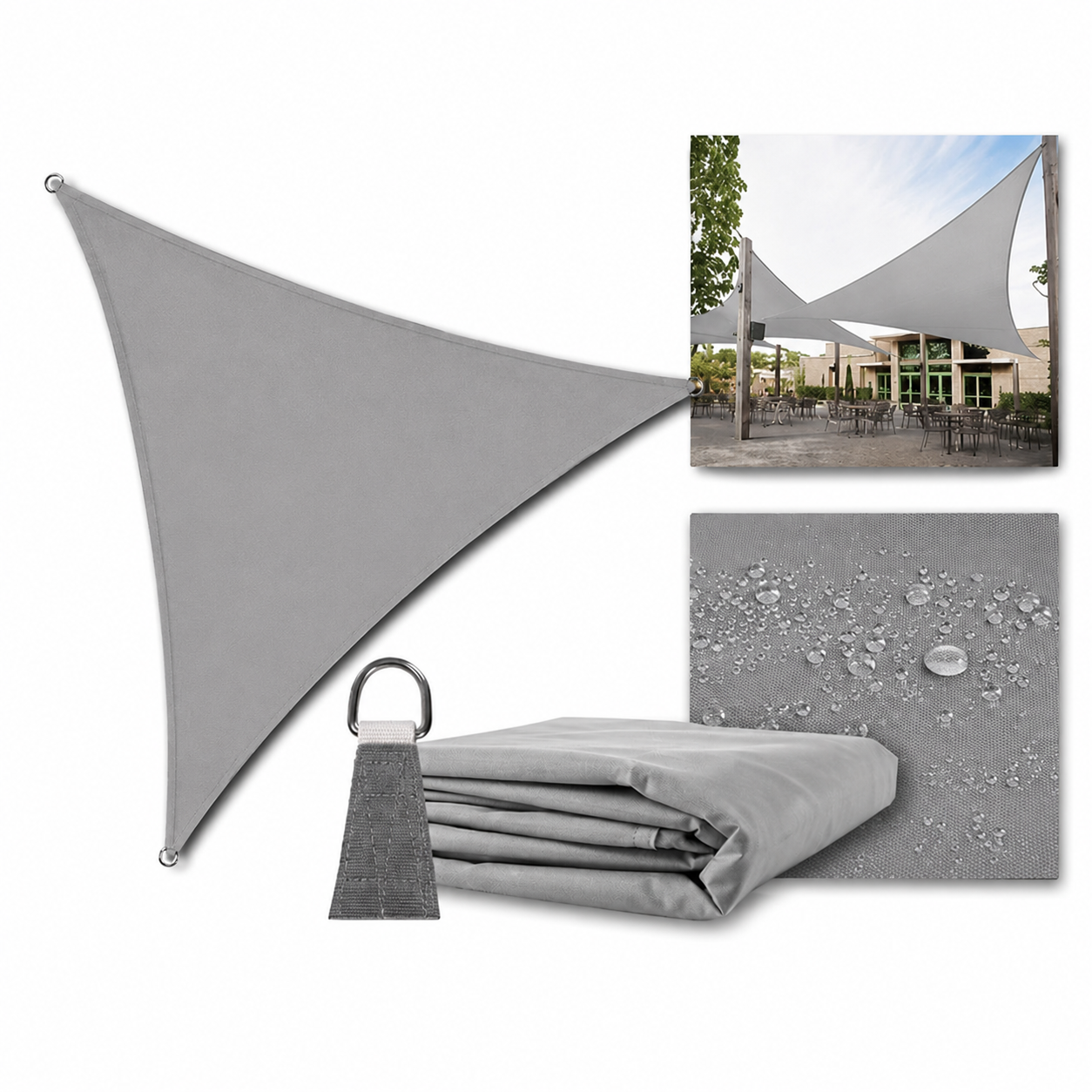 Sonnensegel 3x3x3m Dreieckig Sonnenschutz UV Schutz Garten Terrasse Gr