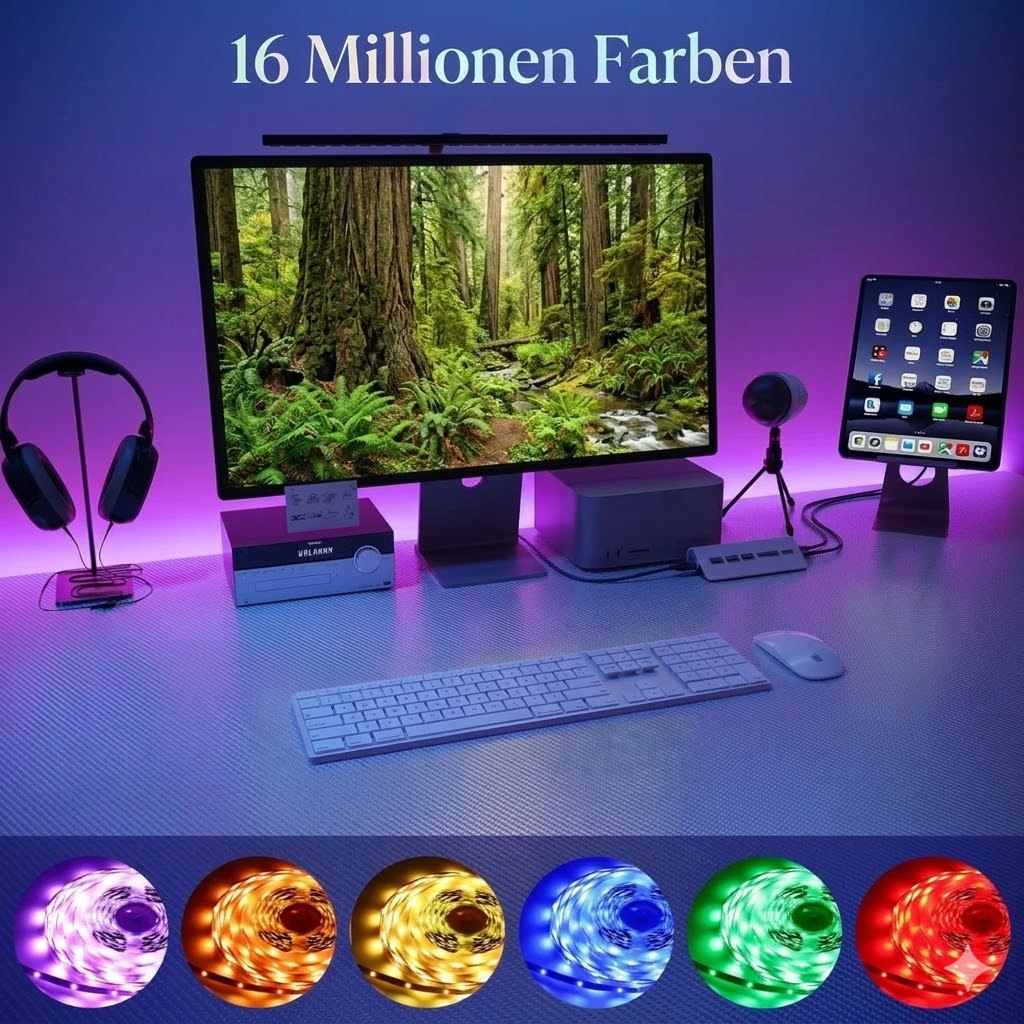 15m RGB LED Strip mit APP Steuerung, Musikmodus & Timer – 450 LEDs