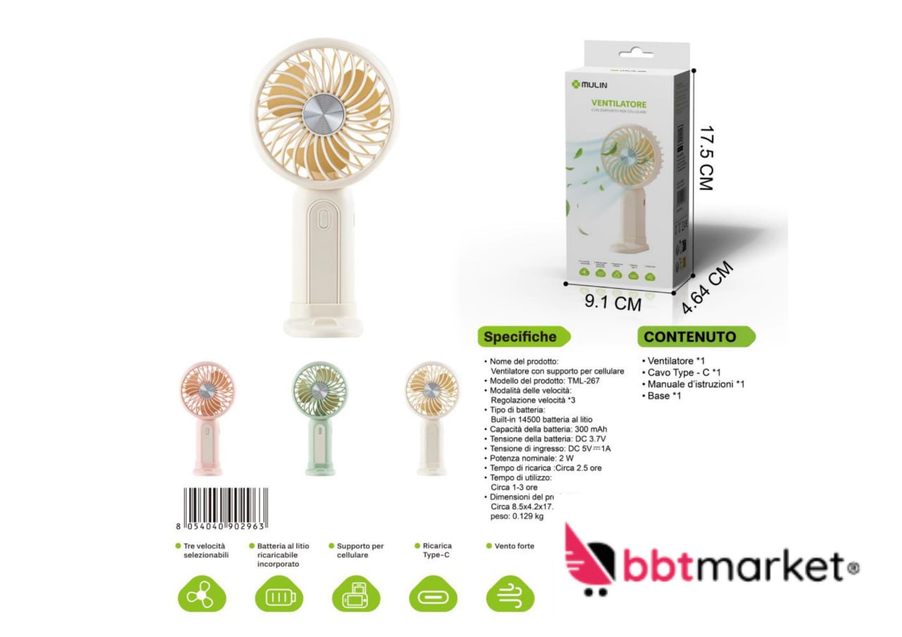 USB Mini Ventilator mit Handyhalter 3 Stufen tragbar leise Lüfter Sommer🌬️☀️❄️