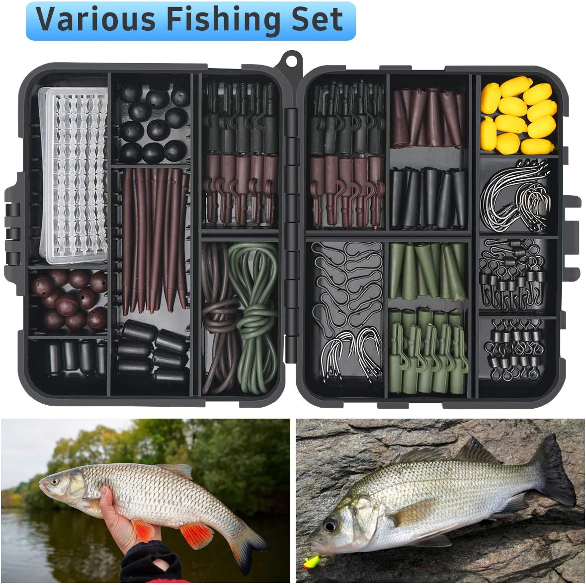 272-tlg Angelzubehör Set mit Box – Jig Haken, Sinker, Wirbel, Perlen & mehr
🎣🎣🎣