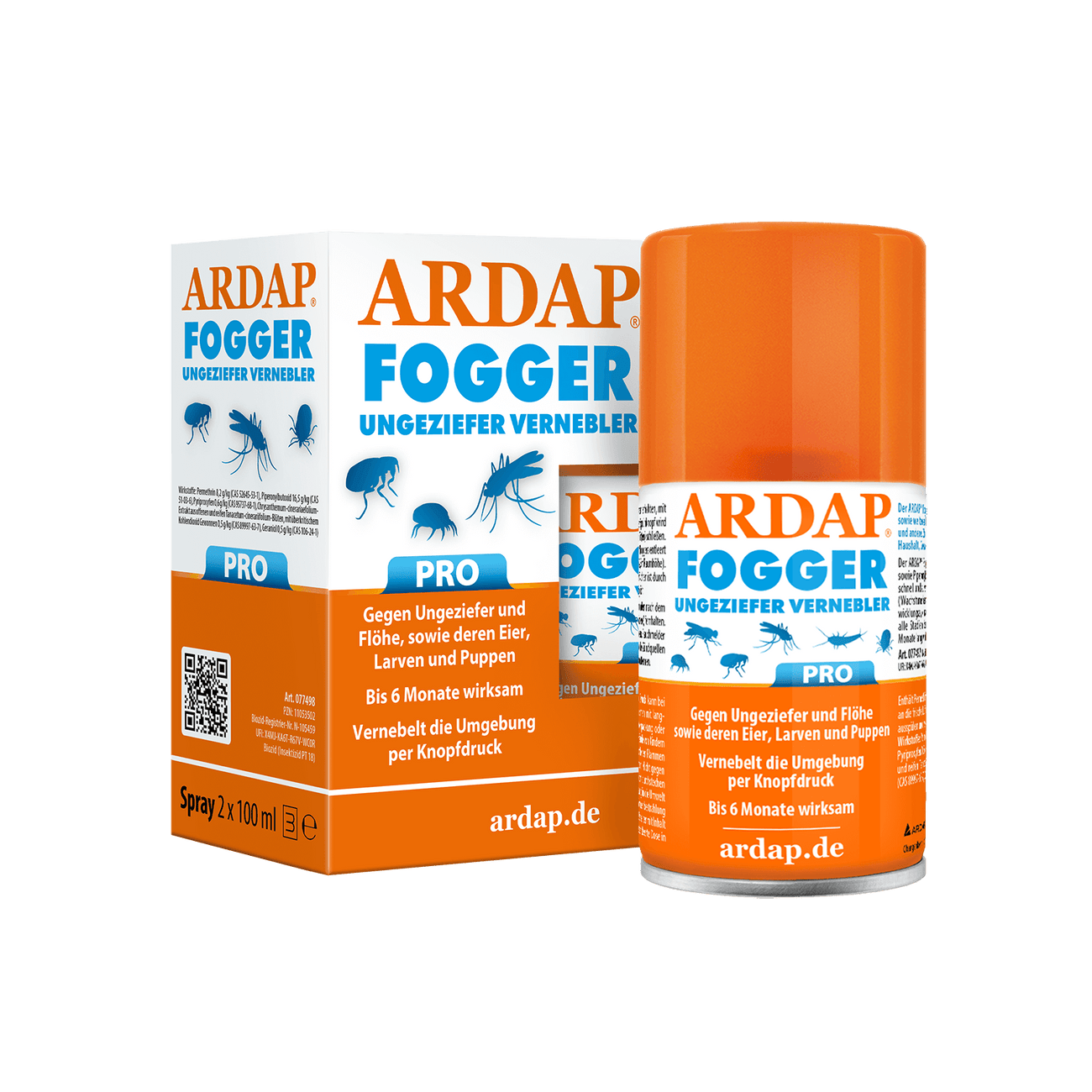 ARDAP Fogger 6er Set (6x 2x100ml) – Insektenvernebler gegen Flöhe, Milben, Zecken & Ungeziefer – Langzeitschutz bis zu 6 Monate – Für bis zu 180 m² Raumfläche