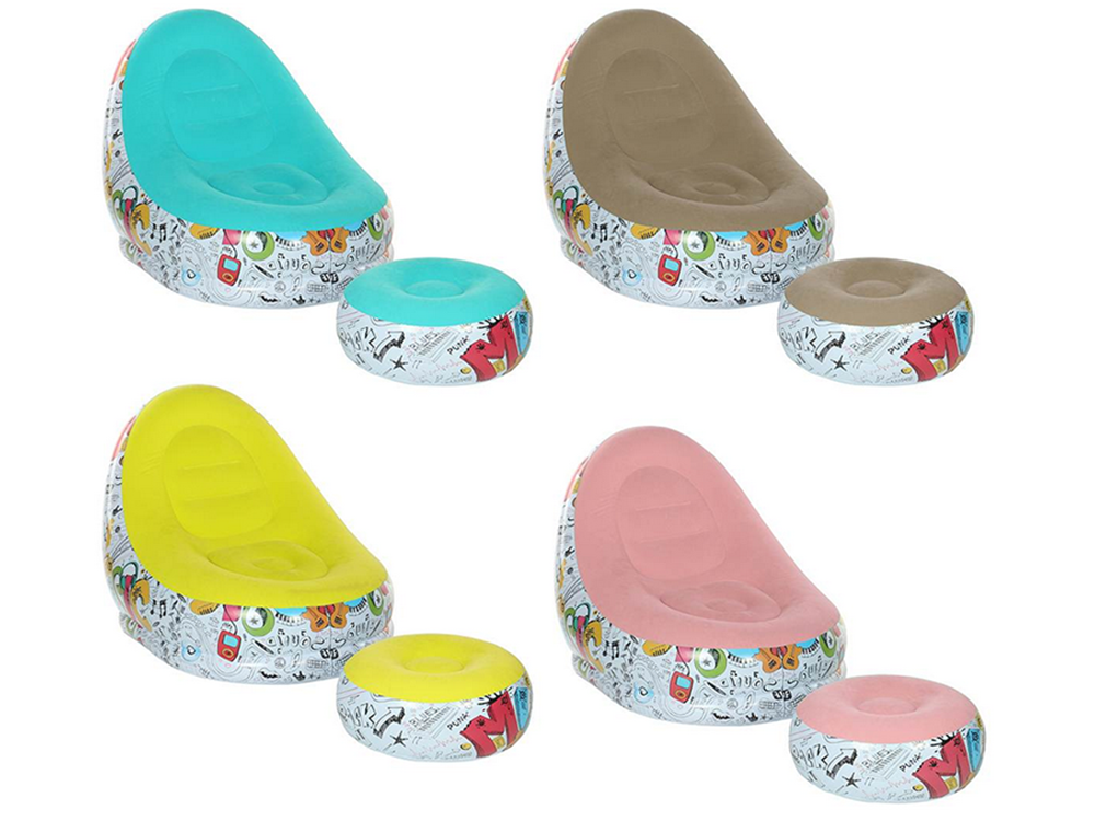 Aufblasbarer Gartensessel mit Fußstütze & Pumpe – Bequemer Lounge-Sessel für Garten, Strand & Balkon