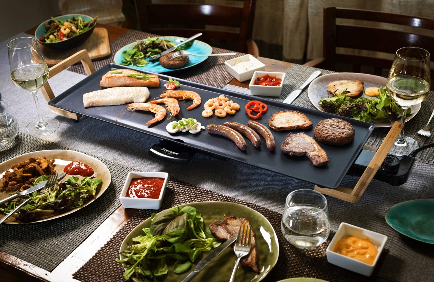 Elektrischer Tischgrill XL für 6 Personen – 1800W Teppanyaki 70x23 cm