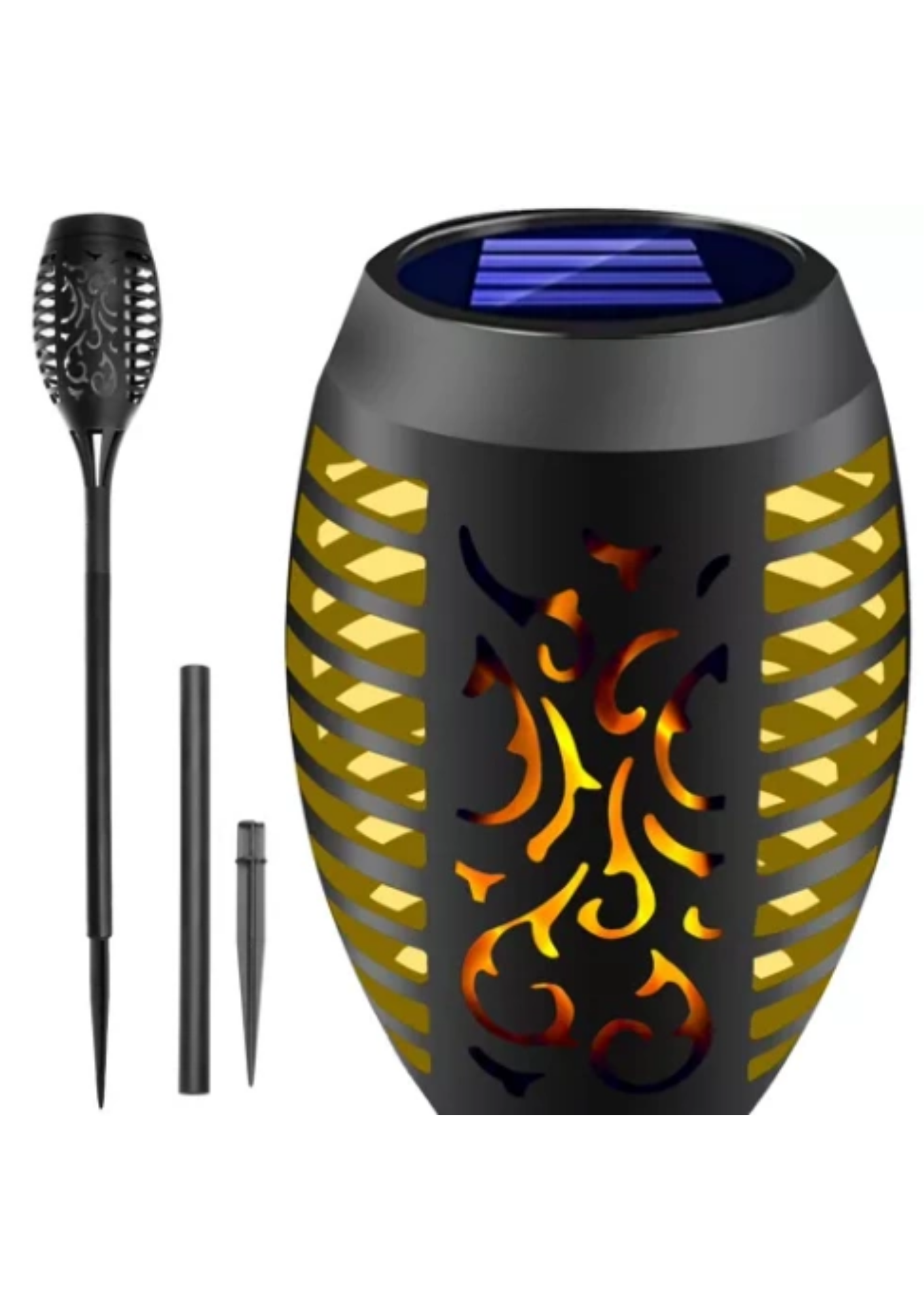 Solar LED Gartenfackel mit Flammen-Effekt – Wetterfeste Solar Gartenleuchte