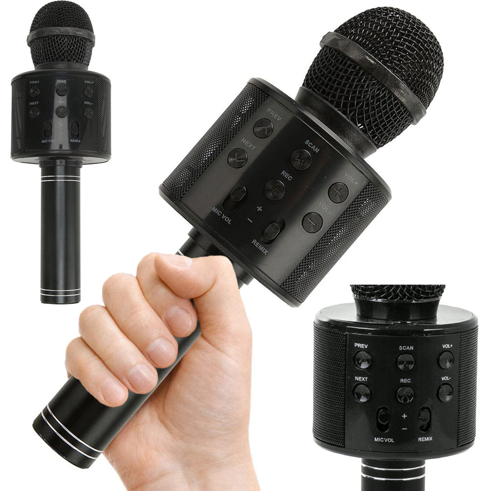 Kabelloses Bluetooth Karaoke Mikrofon mit Lautsprecher & Stimmverzerrer – Schwarz, 23 cm