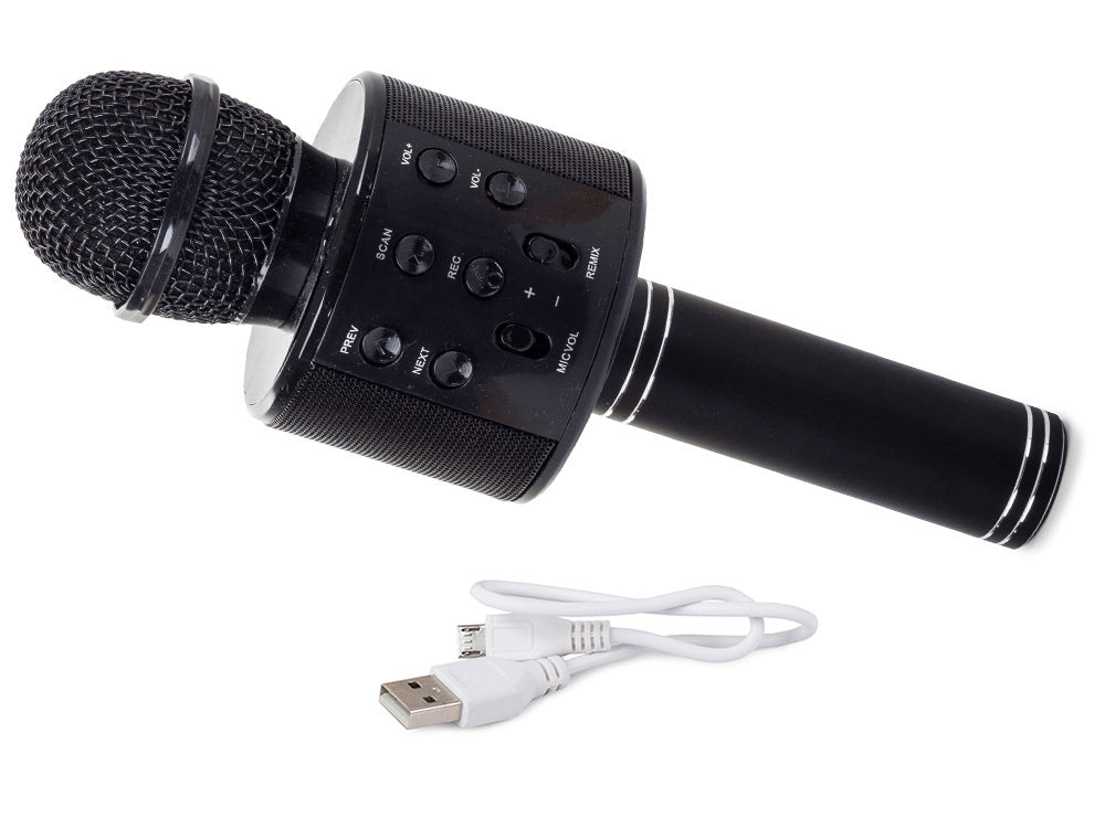 Kabelloses Bluetooth Karaoke Mikrofon mit Lautsprecher & Stimmverzerrer – Schwarz, 23 cm