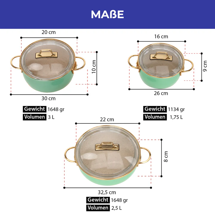 Red Shadow 7-piece cookware set, steel enamel GSW 190114