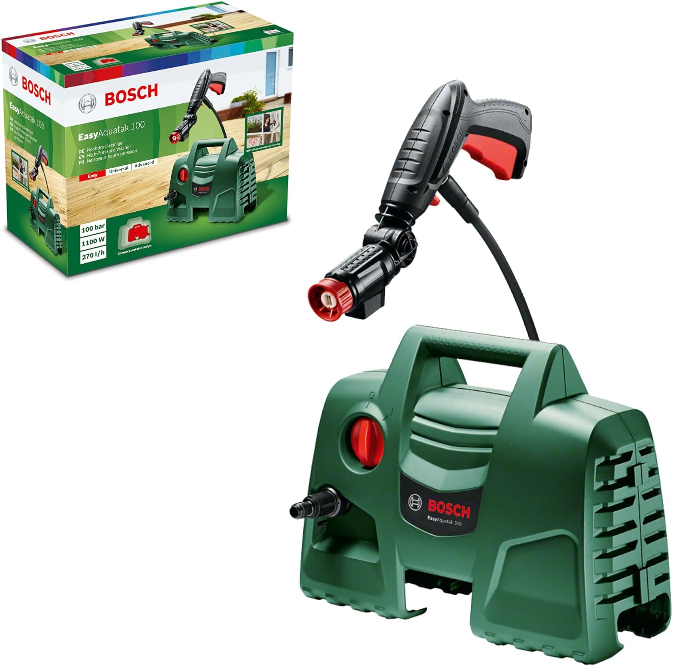 Bosch EasyAquatak 100 Hochdruckreiniger 1100 W,360°Düse Reinigungsmitteltank neu
