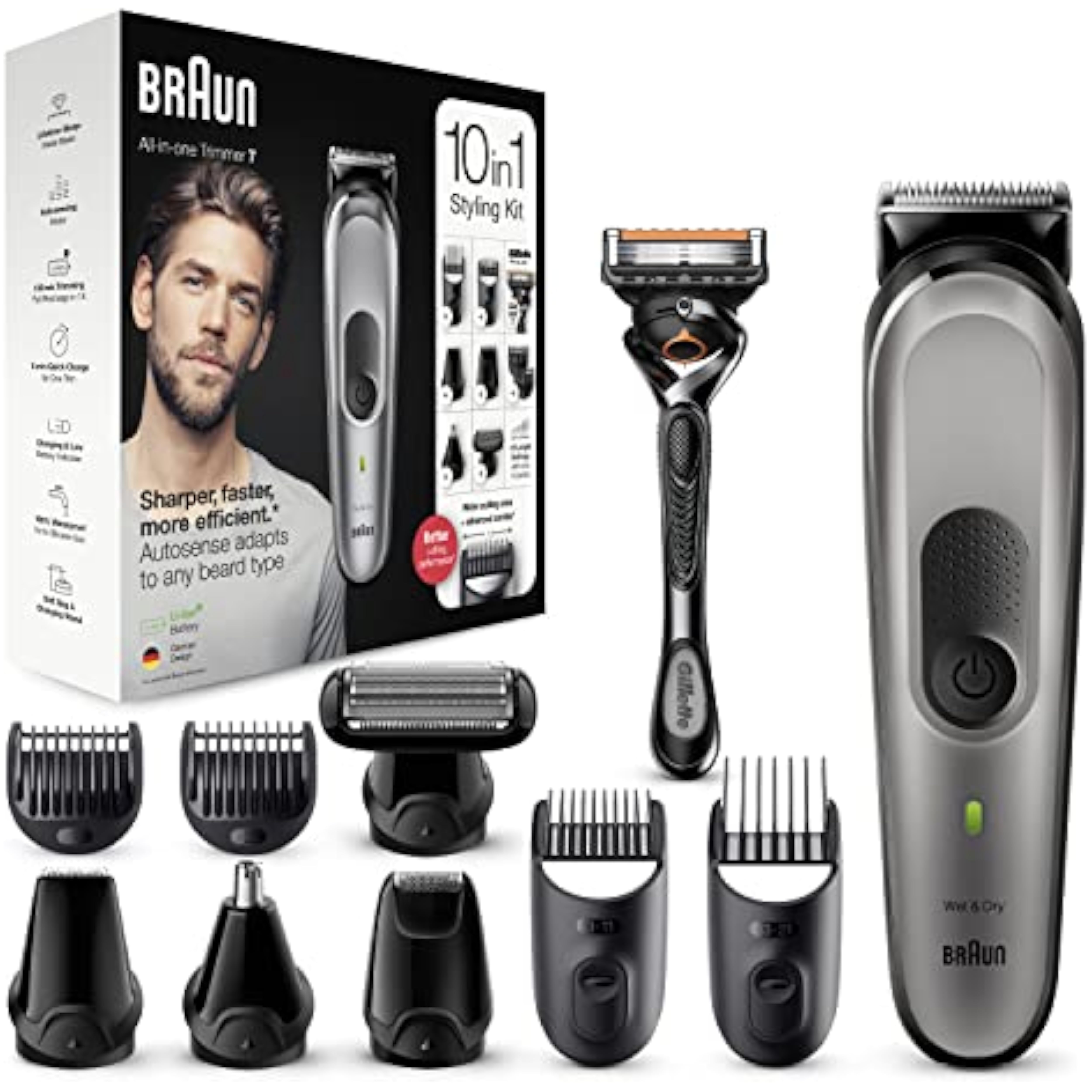 Braun Multi-Grooming Kit 7, 10-in-1 Beard Trimmer and Body Hair Clipper