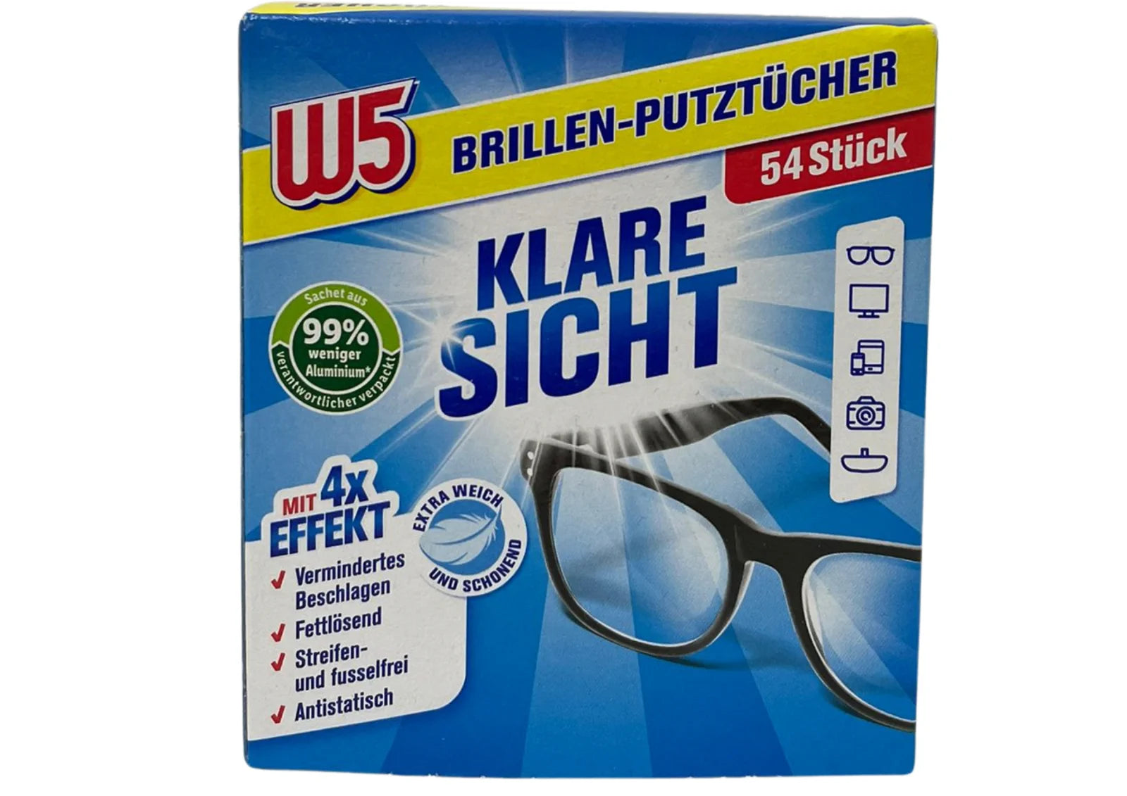 Brillenputztücher feucht 54 Stück einzeln verpackt Display Reinigung