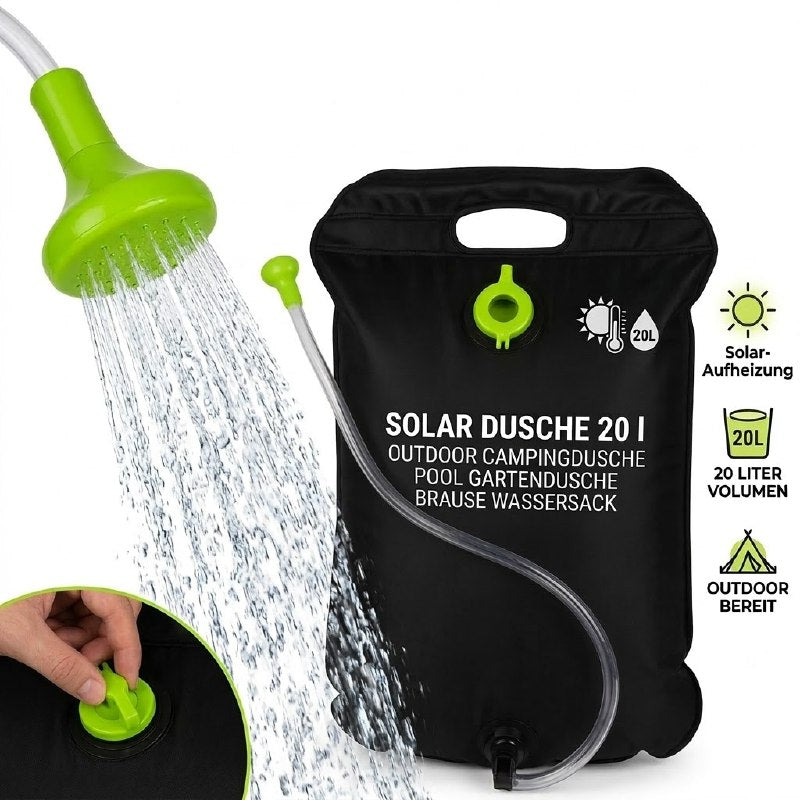 Camping Solardusche 20L – Mobile Outdoor Dusche für Garten, Camping und Reisen