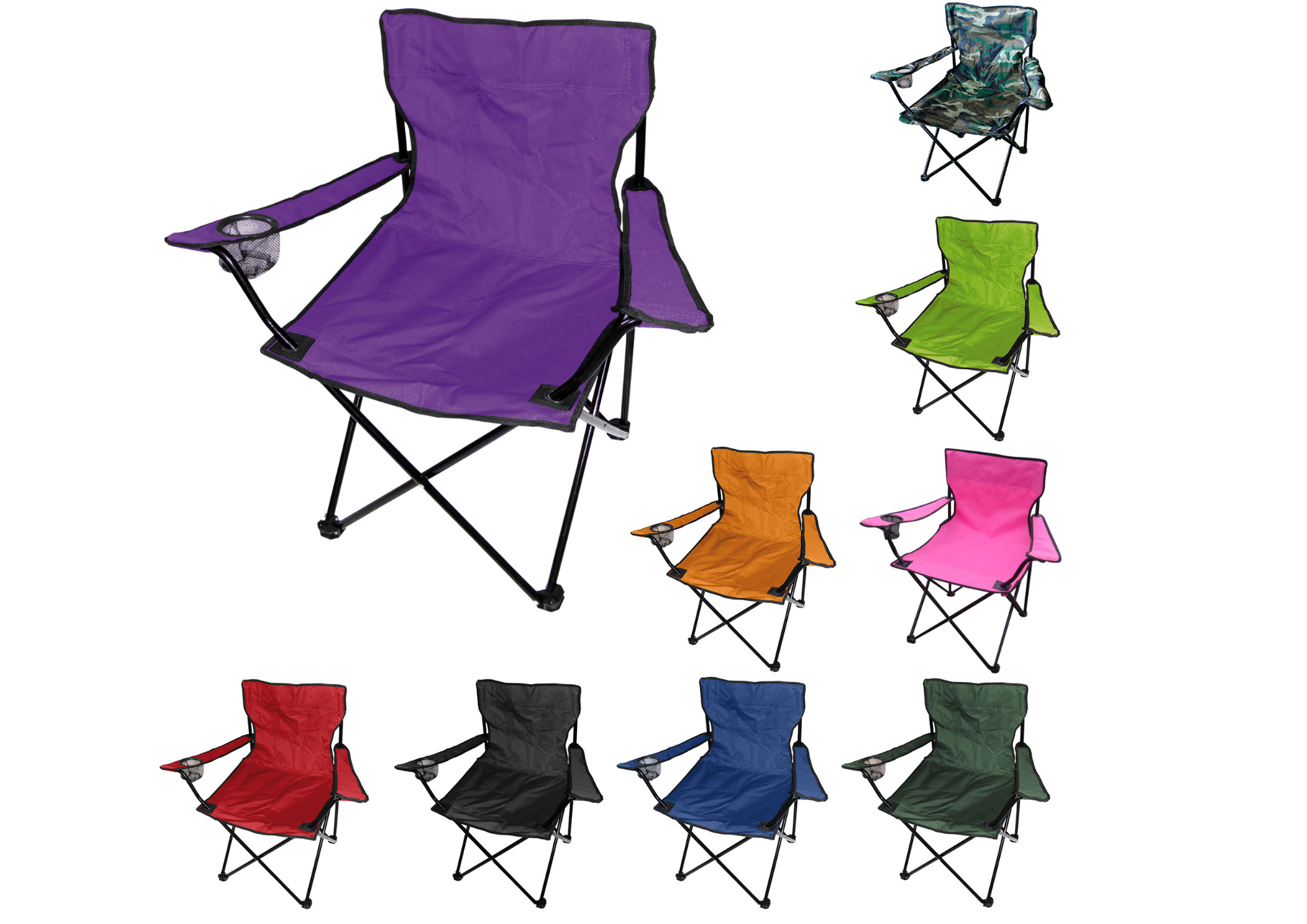 Faltbarer Campingstuhl mit Getränkehalter und Tragetasche – Outdoor Klappstuhl für Garten, Angeln und Strand