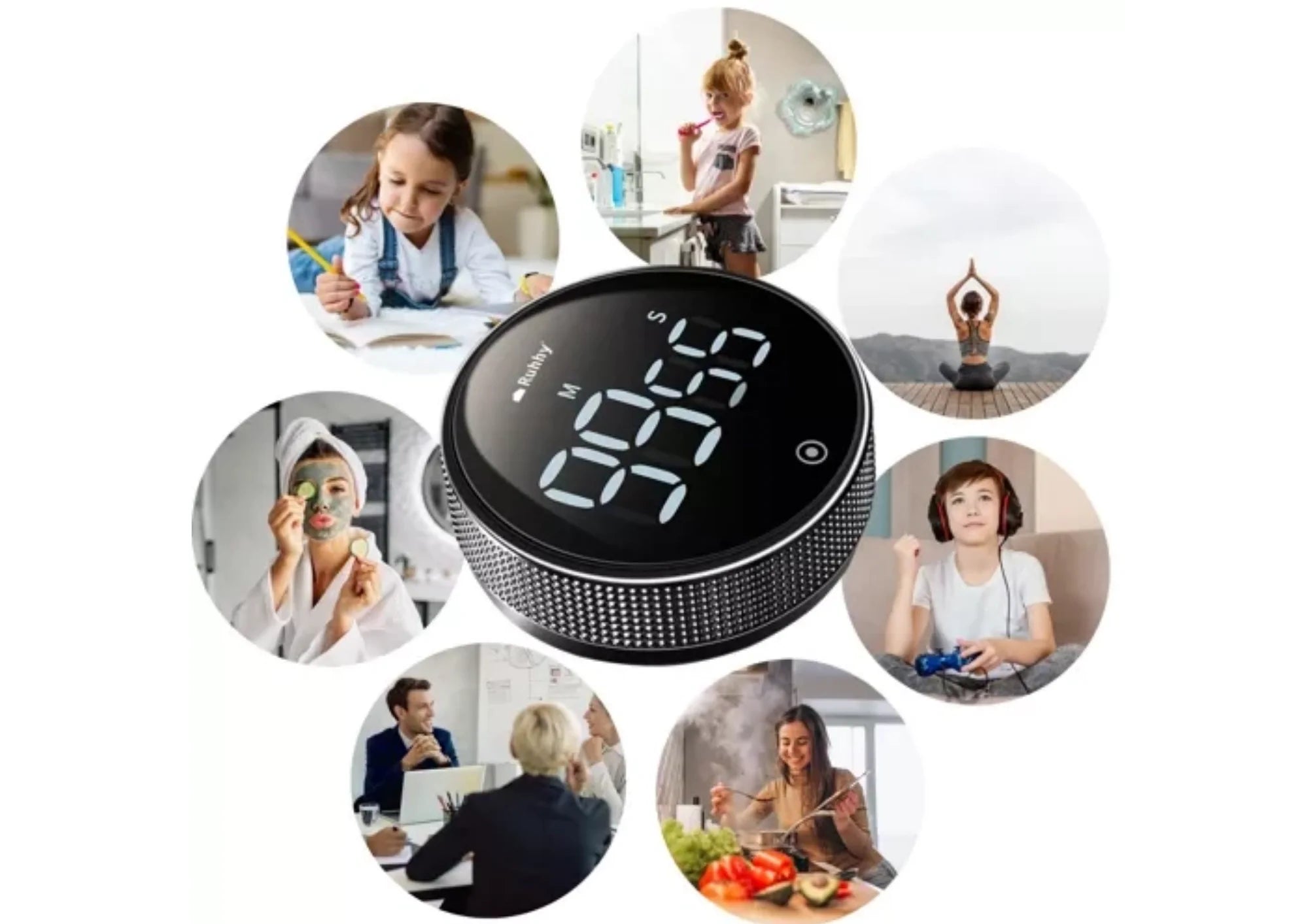 Digitaler Küchentimer mit Magnet – Elektronische Stoppuhr mit LED-Display, 3 Alarmstufen & Drehknopf – Für Küche, Training & Büro