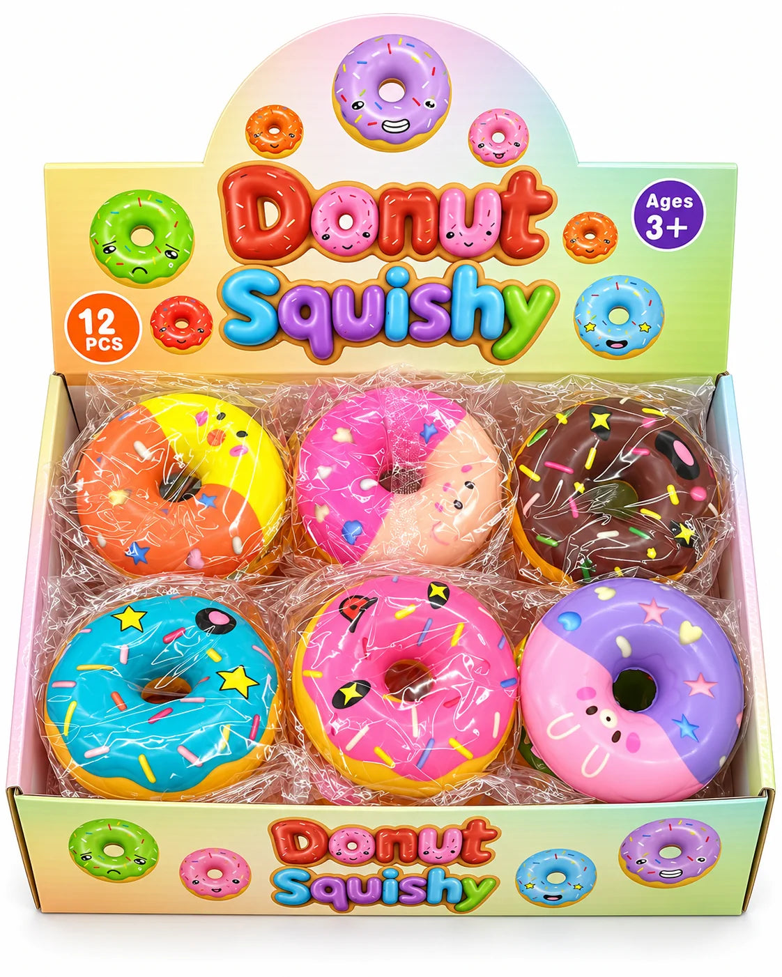 Donut Squishy Fidget Toy Knautschspielzeug Geschenk Mitgebsel Bunt 1/3 Stück