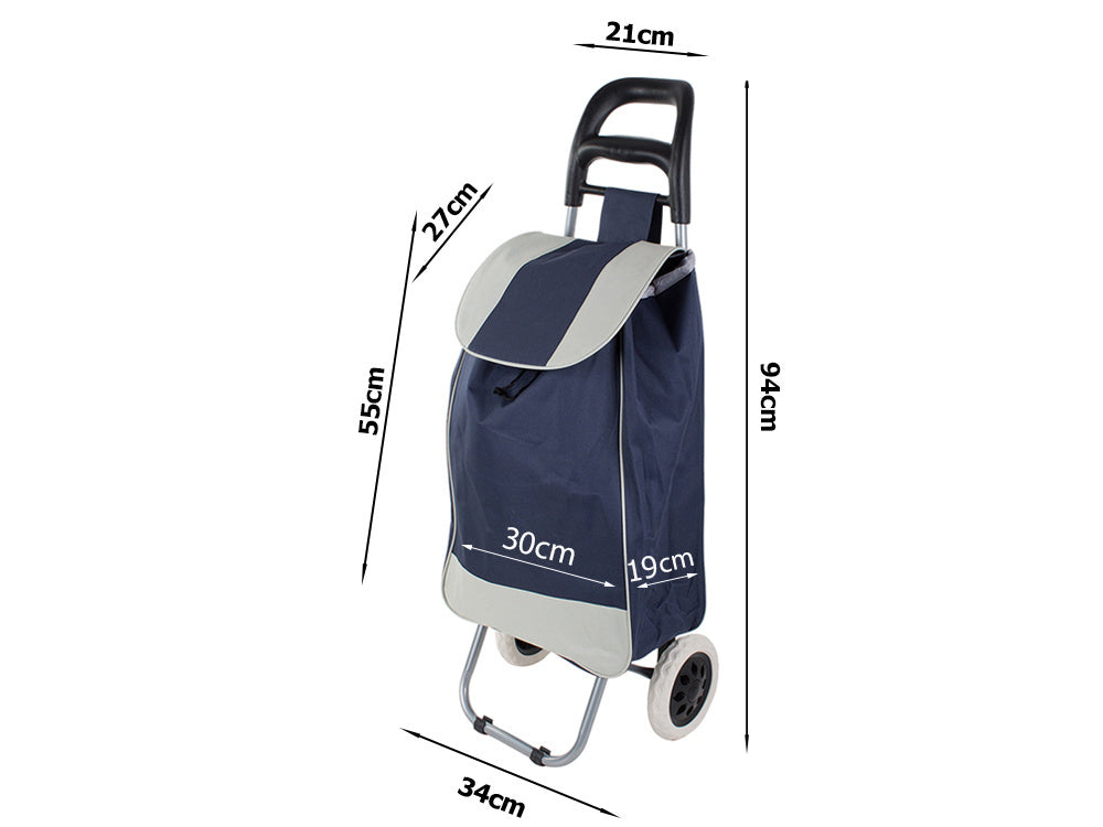 Faltbarer Einkaufstrolley 94 cm – Wasserdichte Einkaufstasche auf Rädern BLAU