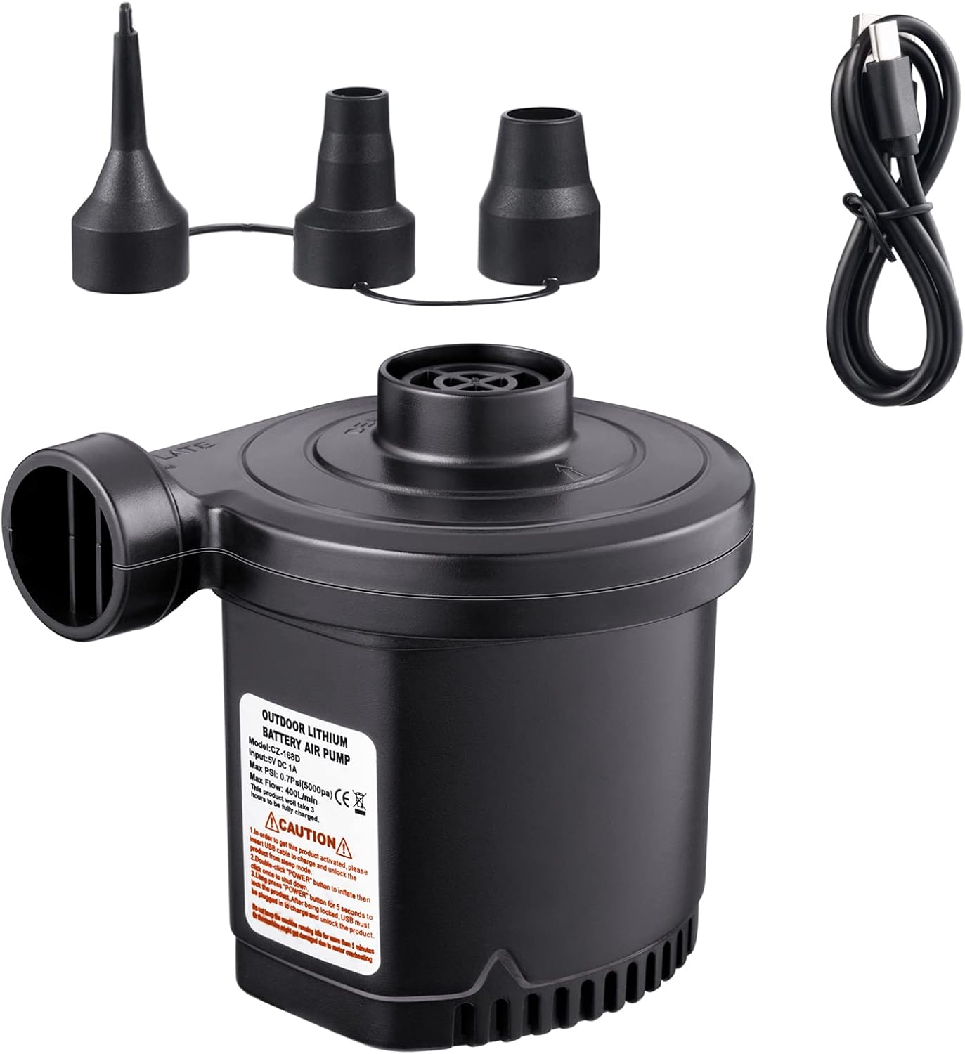 Electric air pump, electric pump with nozzles for air mattress, air bed, boat