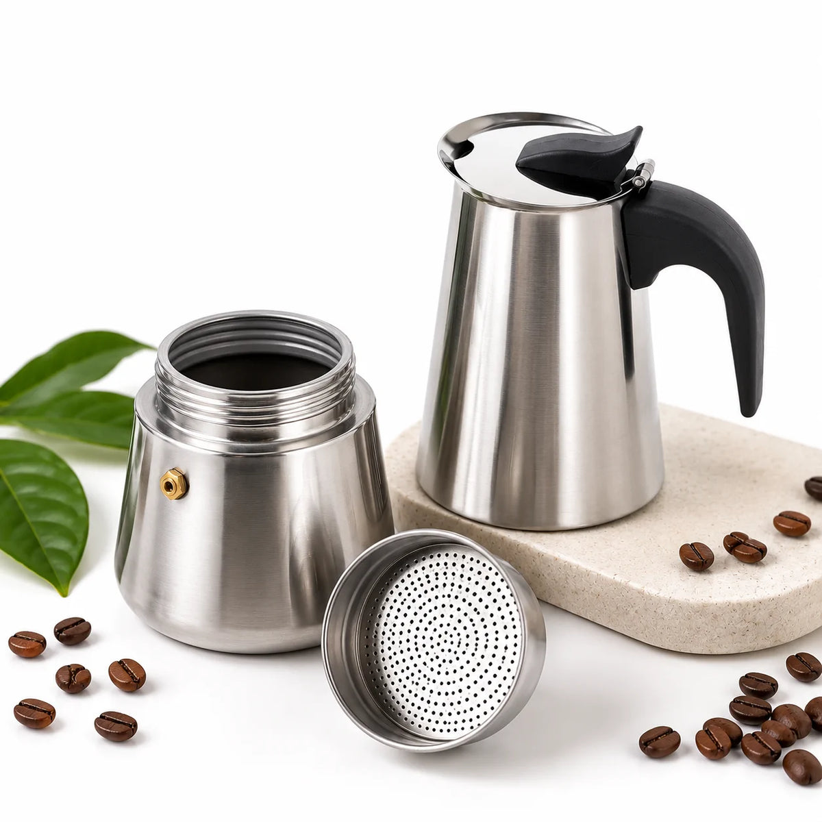 Espressokocher 300ml 6 Tassen Edelstahl Mokkakanne Kaffeekocher Induktion