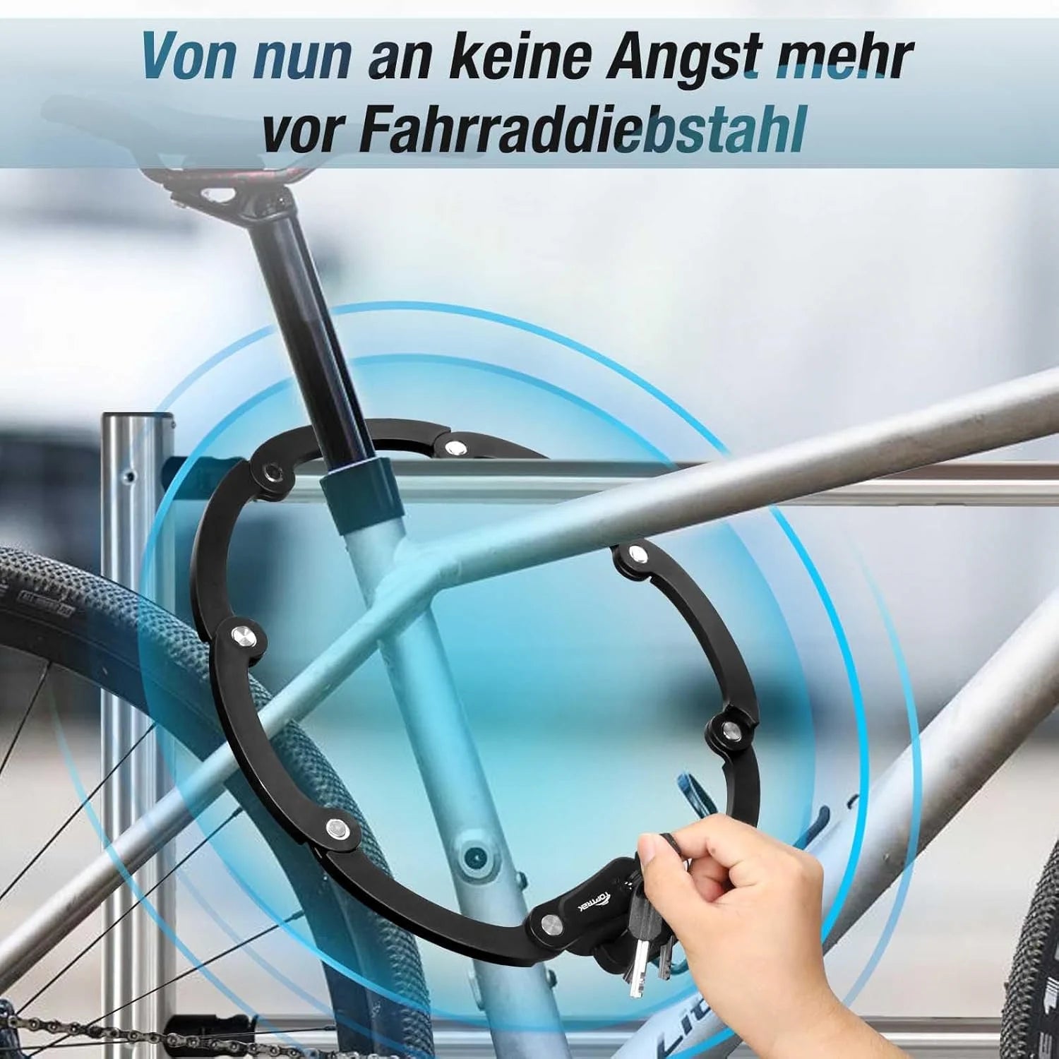 Faltschloss Fahrrad 100 cm aus Gehärtetem Carbonstahl – Fahrradschloss mit Halterung und 4 Schlüsseln für E-Bike, MTB und Rennrad