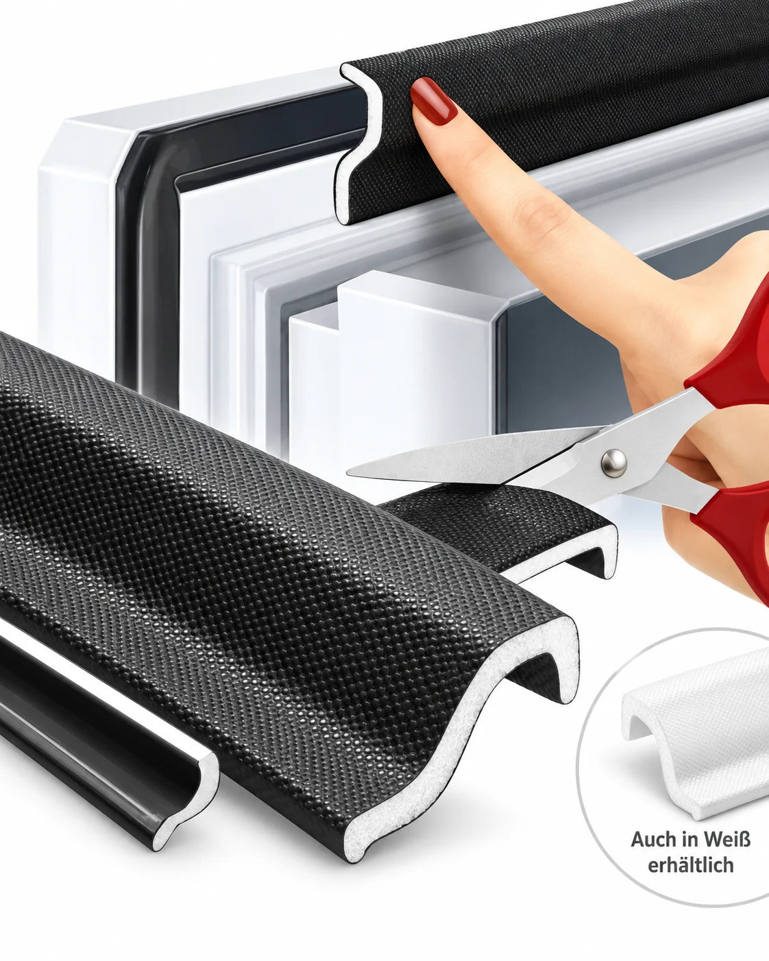 Fensterdichtung & Türdichtung 400 cmselbstklebend – Zugluftdichtung 2 mm, Weiß oder Schwarz