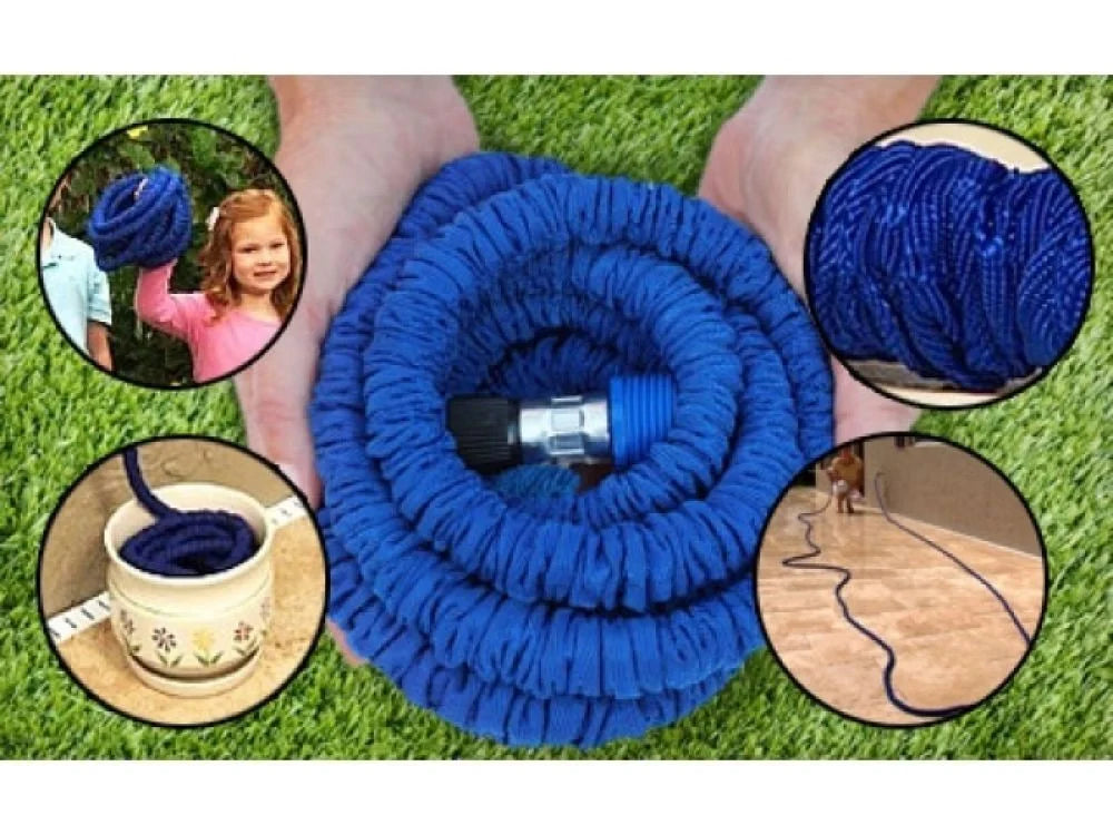 Flexibler Gartenschlauch 15 m (50FT) – Dehnbarer Wasserschlauch mit Multifunktions-Sprühpistole