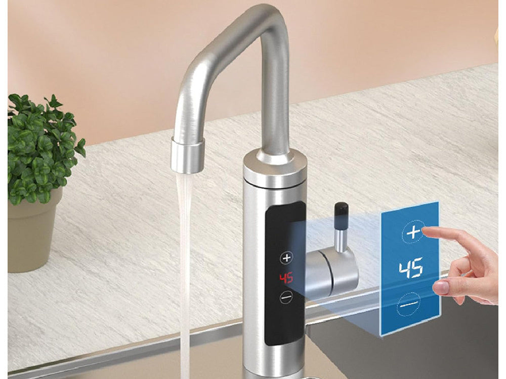Elektrischer Durchlauferhitzer Wasserhahn 3000W mit LCD Display – Küchenarmatur für Warmwasserbereitung 220–230V