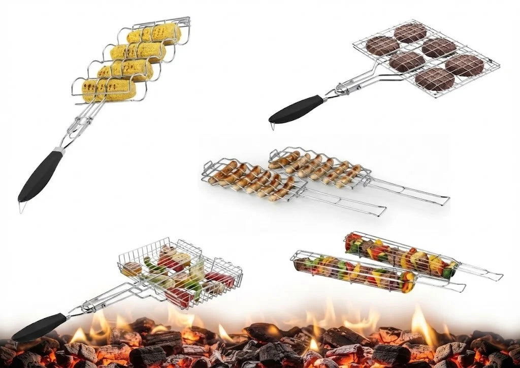 Grillkorb Edelstahl Grillguthalter Grillzubehör Gemüse Würstchen Burger BBQ