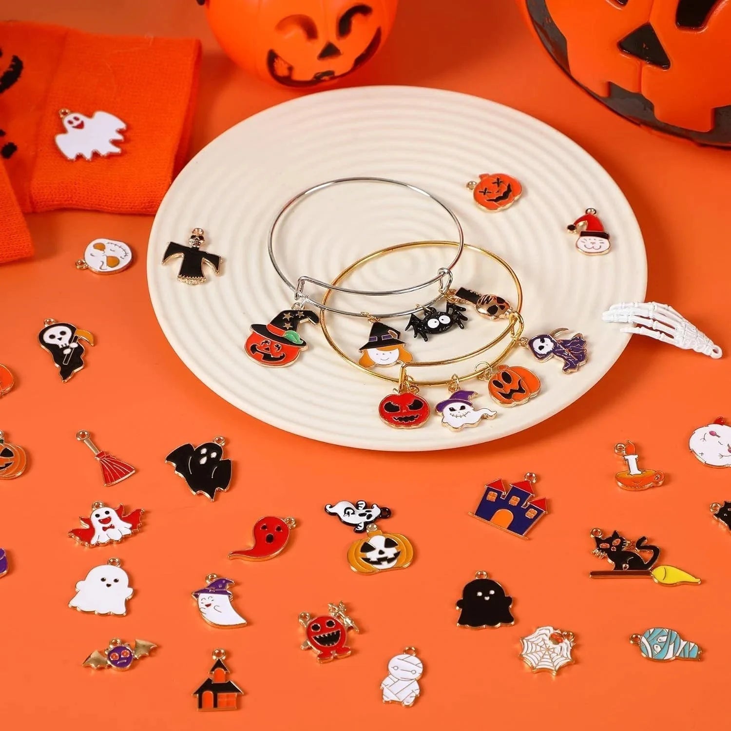 Halloween Charms Anhänger Gold Emaille Schmuckanhänger DIY Basteln Schmuck Deko
