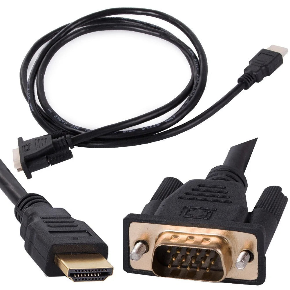 HDMI VGA Kabel 1,3m Full HD 1080p D-Sub Verbindungskabel Schwarz