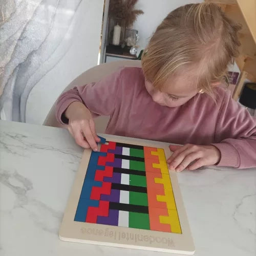 Holzpuzzle 3D mit 40 Teilen – Logik Lernspiel aus Holz für Kinder