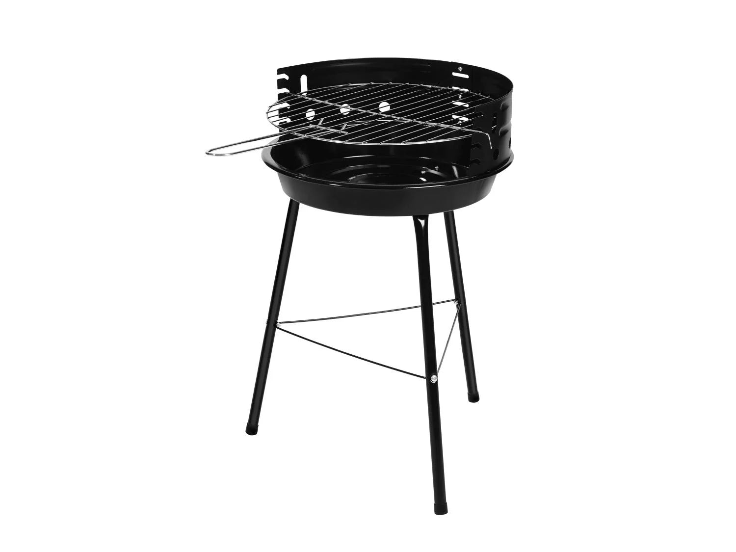 GRILLMEISTER Holzkohle Rundgrill Kansas Ø33cm - Stabiler Stahlgrill mit höhenverstellbarem Rost & Windschutz