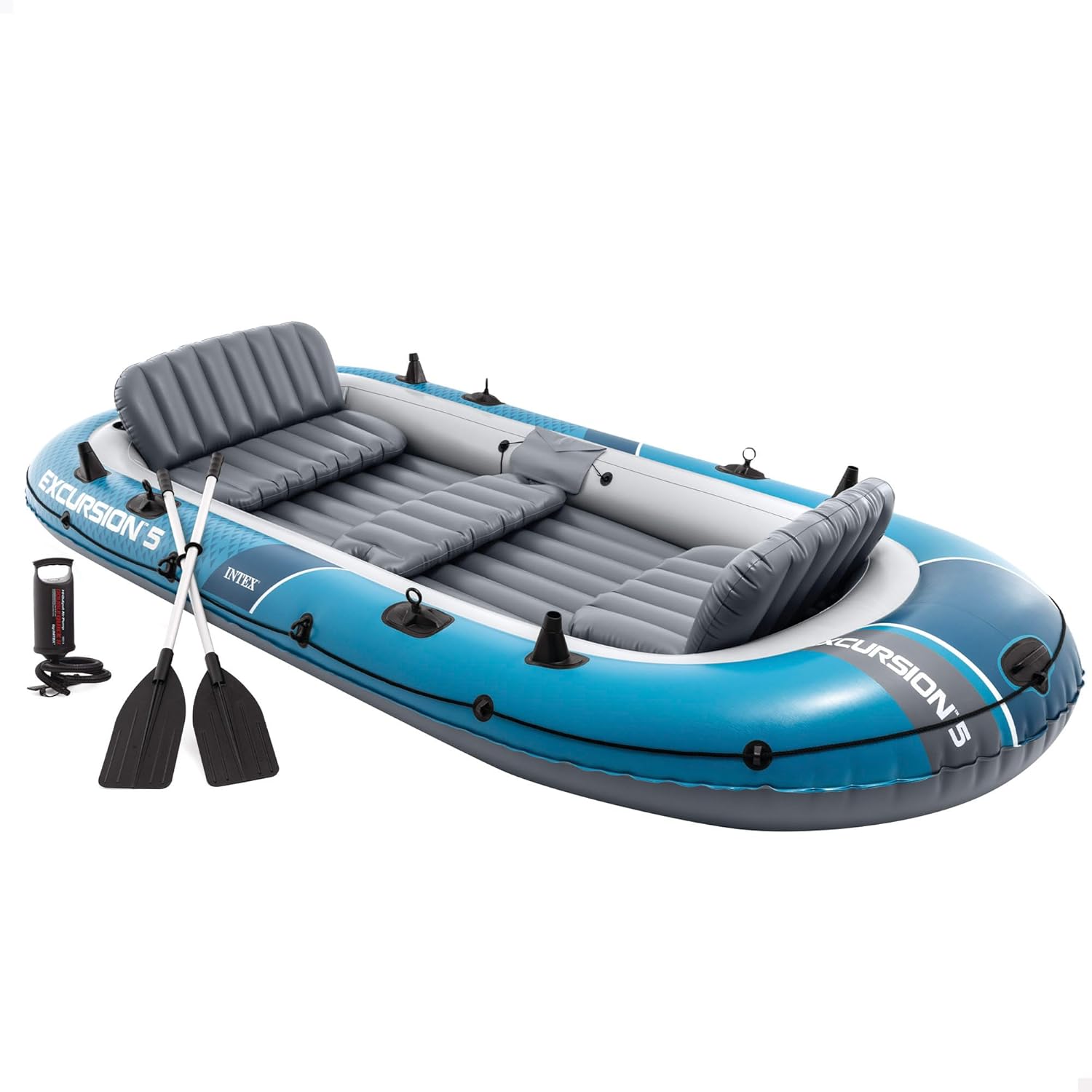 Intex Excursion 5 Inflatable Boat Set 366x168cm with Paddle & Pump, 5 Persons