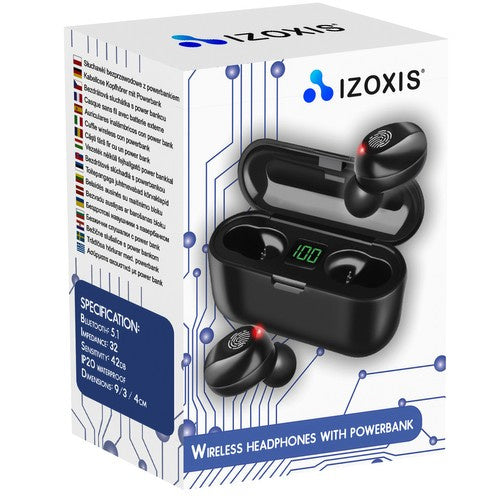 Kabellose Bluetooth Kopfhörer mit Powerbank & LCD Display – Wireless Earbuds mit Mikrofon, Touch-Steuerung & 2000mAh Ladecase