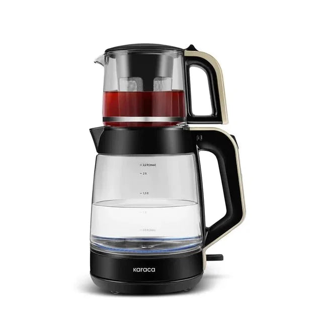 Karaca Glass Tea XL 2in1 Glas-Teezubereiter & Wasserkocher 2,2 L / 1900 W in Creme