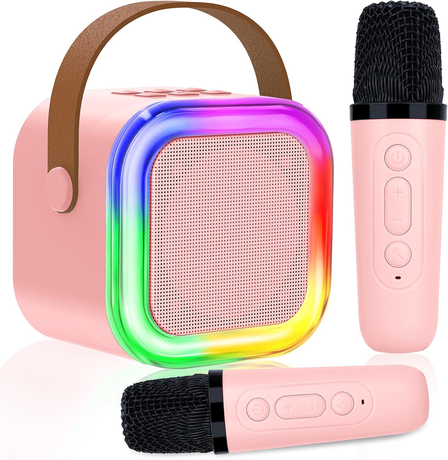 Bluetooth Karaoke Maschine mit 2 Kabellosen Mikrofonen & LED – Für Kinder & Erwachsene